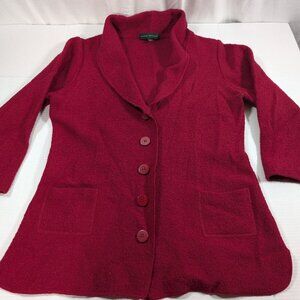 Harve Bernard Long Sleeve Deep Red cardigan womens size large 100% Wool